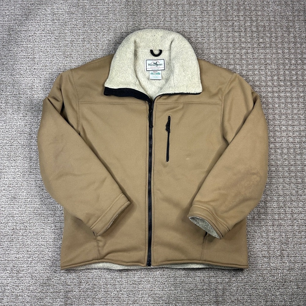 Wintergreen Northern Wear Polartec Fleece Jacket Mens L Tan Full Zip Made in USA